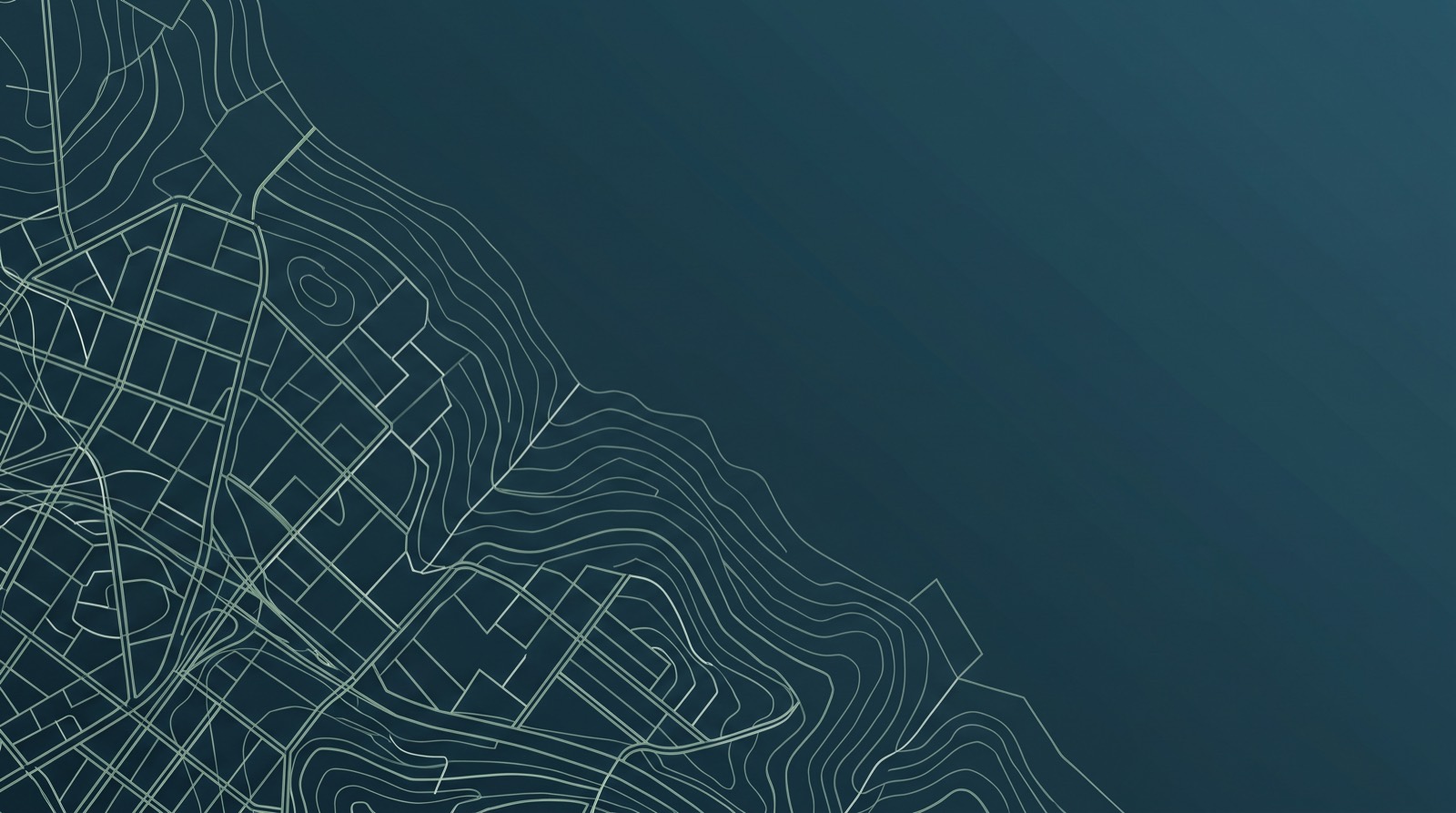 Malha urbana em duotone azul e sálvia